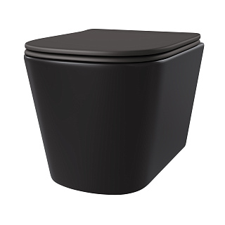 Унитаз подвесной Taliente Коррето (Correto) CR25200 Nero черный матовый с сиденьем микролифт смыв воронка-водоворот